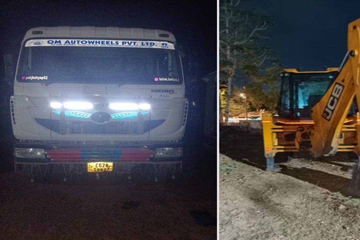 Bilaspur News: बिना दस्तावेज खनिज परिवहन करने वालों पर शिकंजा, हाइवा और जेसीबी जब्त