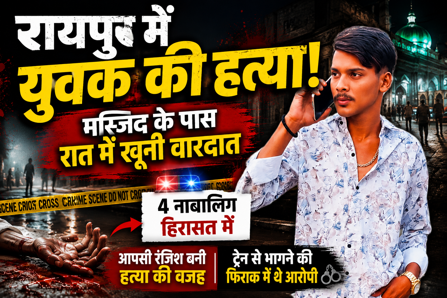 Raipur Murder Case: गौसिया मस्जिद के पास युवक की हत्या, आपसी रंजिश में वारदात, 4 नाबालिग हिरासत में