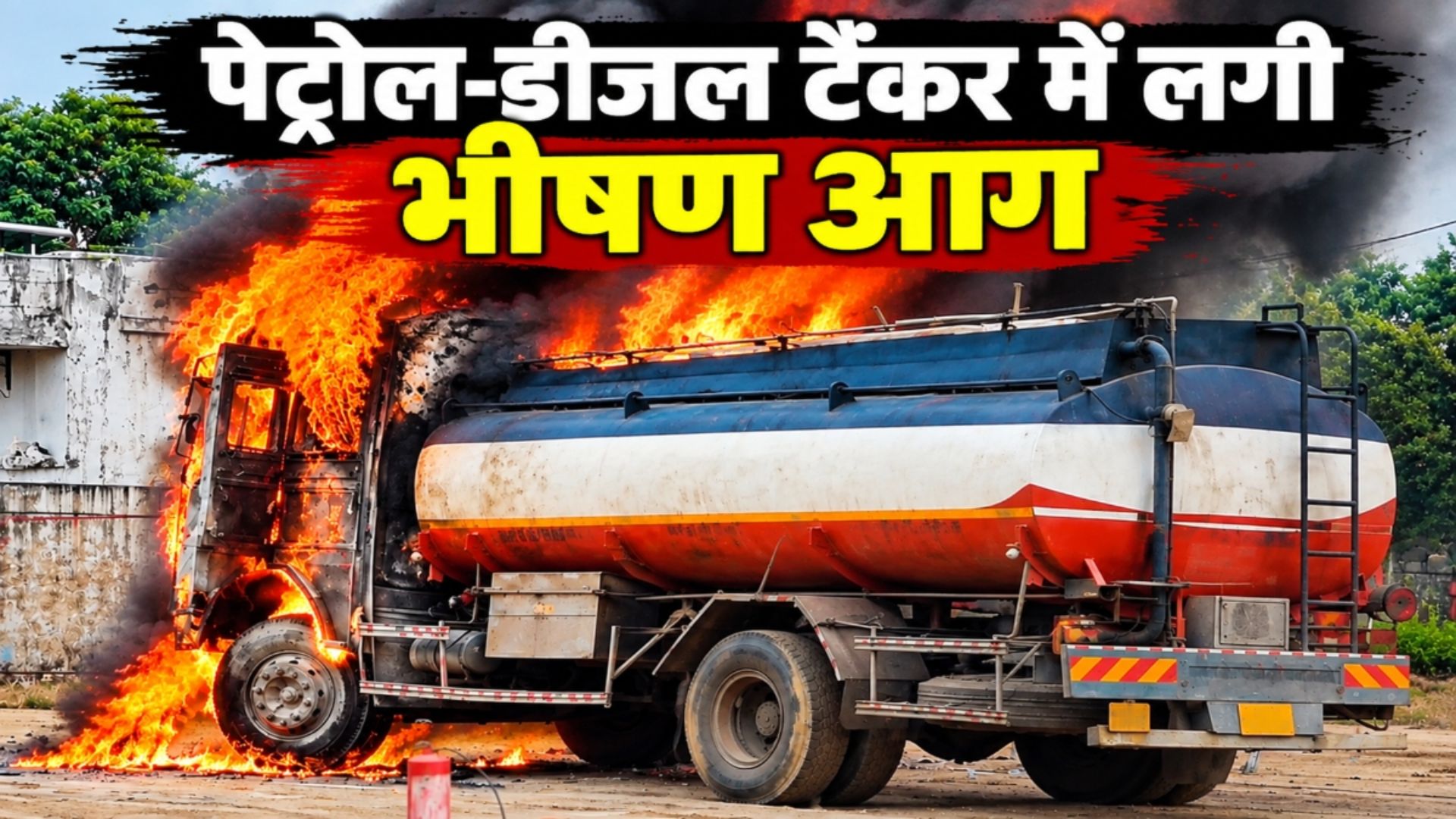 Katghora News: हाइवे पर पेट्रोल-डीजल से लोडेड टैंकर में लगी भीषण आग, मचा हड़कंप